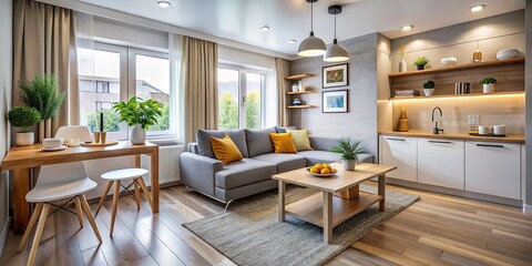 Fototapeta premium * With a focus on functionality and minimalist design, this small home is elevated to a cozy and