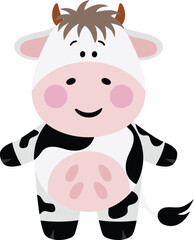 Adorable cow standing isolated on white