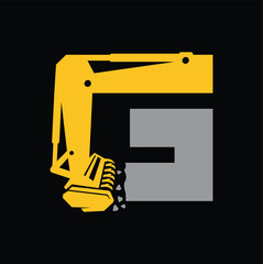 Letter G mulching logo vector , Land Clearing Mulcher vector art © Shenju