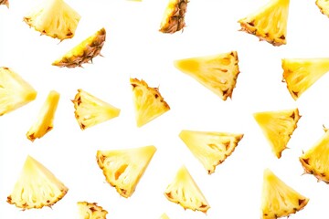 Naklejka premium Falling pineapple slices isolated on a white background