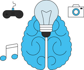 The brain is full of media games and music.
