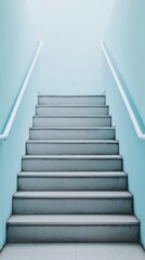 A minimalistic perspective of a staircase leading to light, symbolizing upward movement and progress in a serene environment.
