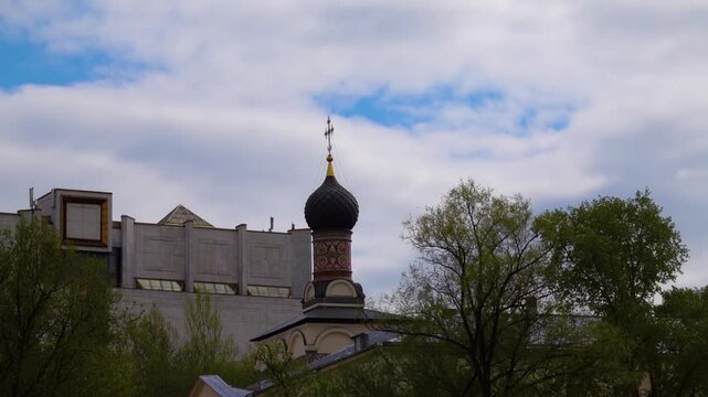 Church of Andrei Stratelates built in 1675. St. Andrew monastery in Plennitsy - stavropegialny monastery of Russian Orthodox Church, located in Moscow, Russia, at foot of Sparrow Hills.