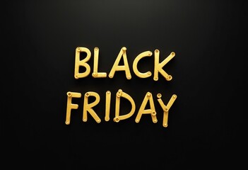 Black Friday text, yellow gold letters on black board