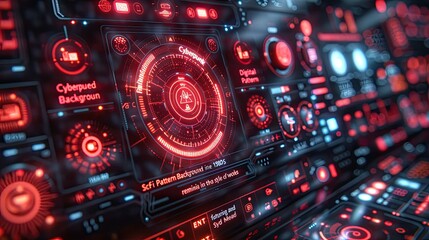 Obraz premium A computer monitor with red buttons and a red circle in the middle