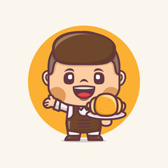 Cute cartoon mascot character with croissant