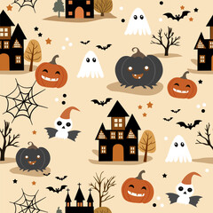 Halloween graphic elements - pumpkins, ghosts, zombie, owl, candy and others. Hand drawn set. Vector illustration.