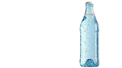 Glass Bottle of Sparkling Water with Glitch Background
