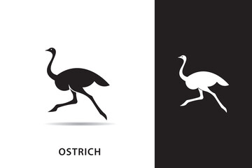 Ostrich silhouette logo design, Ostrich logo with minimalist design, ostrich vector.