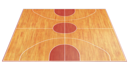 Basketball Court Wooden Floor White Lines  Game  Sport Competition Indoor Gymnasium   Top View Aerial Overhead