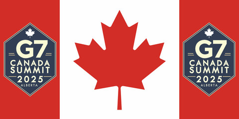 Flag G7 Canada, Flags The members of the G7, G7 2025 colors flag with Text, G7 summit Alberta...