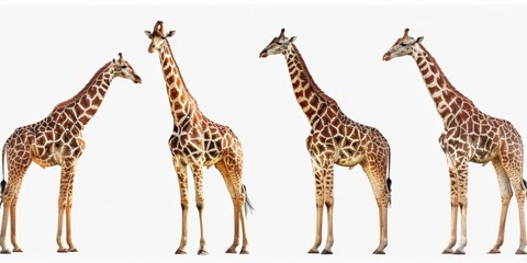 Obraz premium Giraffes on White Background. African Camelopardalis in Natural Habitat