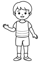 A child stands waving his hand10