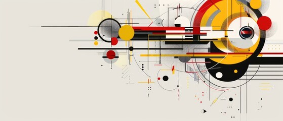 A colorful abstract painting with a red circle in the middle