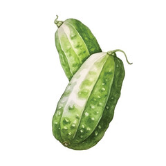 watercolor of Cucumber isolated white background