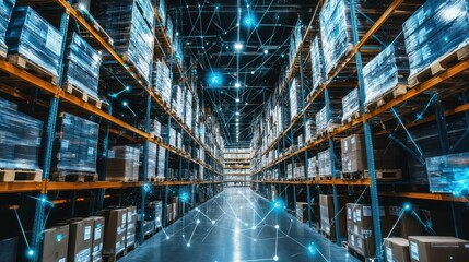 Futuristic Warehouse: Automation, Connectivity, and Efficiency in Storage