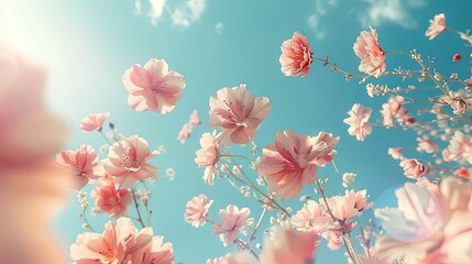 Delicate Pink Blossoms Against a Blue Sky