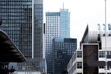 A vibrant urban scene showcasing modern skyscrapers and buildings, reflecting the architectural prowess and contemporary design within a bustling city environment  in Rotterdam