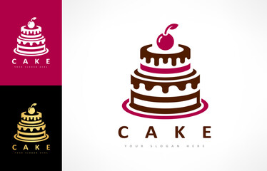 Cake logo vector. Food design.