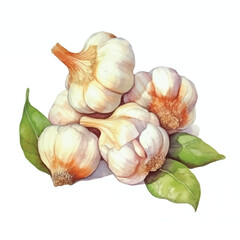 watercolor of Garlic isolated white background