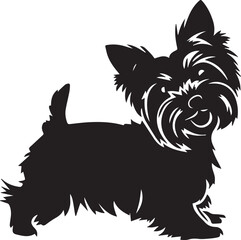 Yorkshire Terrier dog vector black silhouette design for T-Shirt