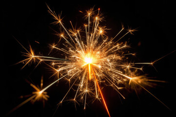 Fototapeta premium Sparkler Firework in the Dark Illuminating the Night Sky with Bright Glowing Sparks for Festive Celebrations