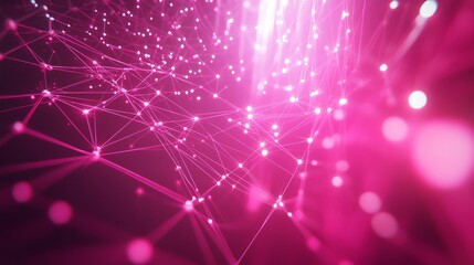 Obraz premium Futuristic Hot Pink Background with Network Lines