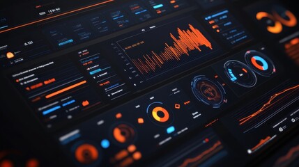 Obraz premium Futuristic Data Visualization Dashboard with Colorful Analytics