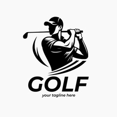 golfer silhouette vector logo design 