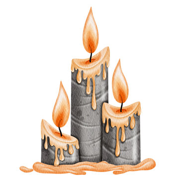 three gray candles with orange flames clip art preview