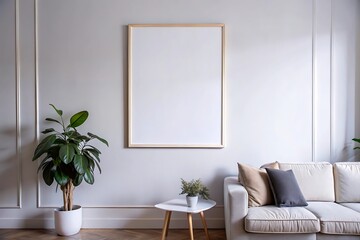Minimalist Blank Frame Mockup With an Aesthetic Living Room