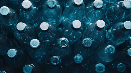 Full frame shot of large group of plastic bottles. top view