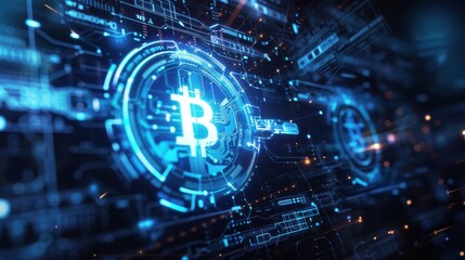 Fototapeta premium Futuristic bitcoin background