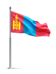 Flag of Mongolia isolated on white background. 3d-rendering