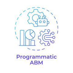 Programmatic abm blue gradient concept icon. Content personalization, advertising management. Round shape line illustration. Abstract idea. Graphic design. Easy to use in infographic, presentation