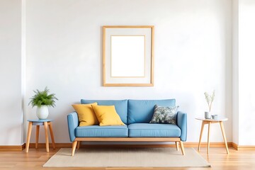 Minimalist Blank Frame Mockup With an Aesthetic Living Room