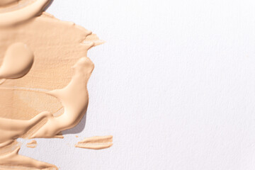 Macro foundation stroke on white background, copy space for text