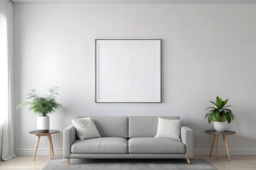 Minimalist Blank Frame Mockup With an Aesthetic Living Room