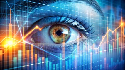 Obraz premium A human eye and financial chart abstract background