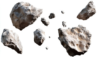 Asteroids isolated on a transparent background