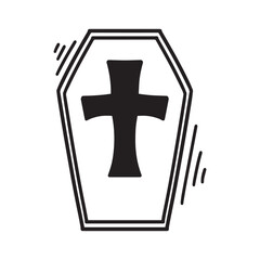 Obraz premium Hand Drawn Coffin Outline Illustration