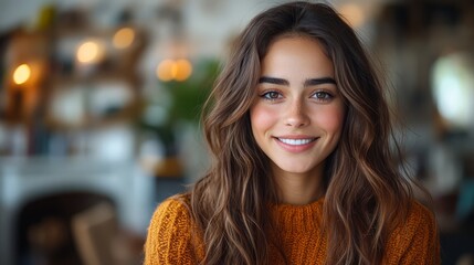 Hispanic young woman happily collaborating with colleagues around a conference table, sharing ideas and laughing