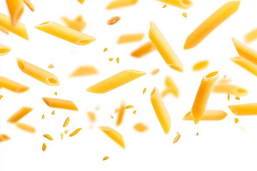 Fototapeta premium Falling penne pasta isolated on a white background,