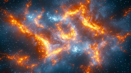 Naklejka premium In this surreal digital world, nebulous clouds, celestial bodies, and soft glowing elements create an illusion of a fantasy dreamland