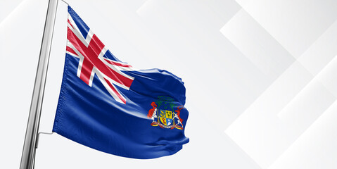 Mauritius  national flag cloth fabric waving on beautiful White Square Background.
