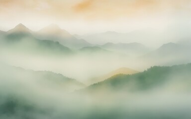 Abstract ethereal landscape painting with gradient background in