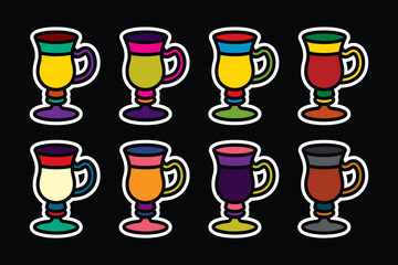Original vector icon set in vintage style. A stemmed glass with a handle.