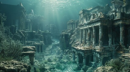 Underwater Ruins of Ancient City - Lost Civilization Concept