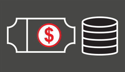 Money coin icons set. money sign and symbol. Dollar Money coin Icon