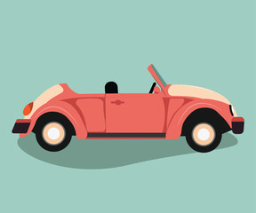 Colorful Retro car side view illustration